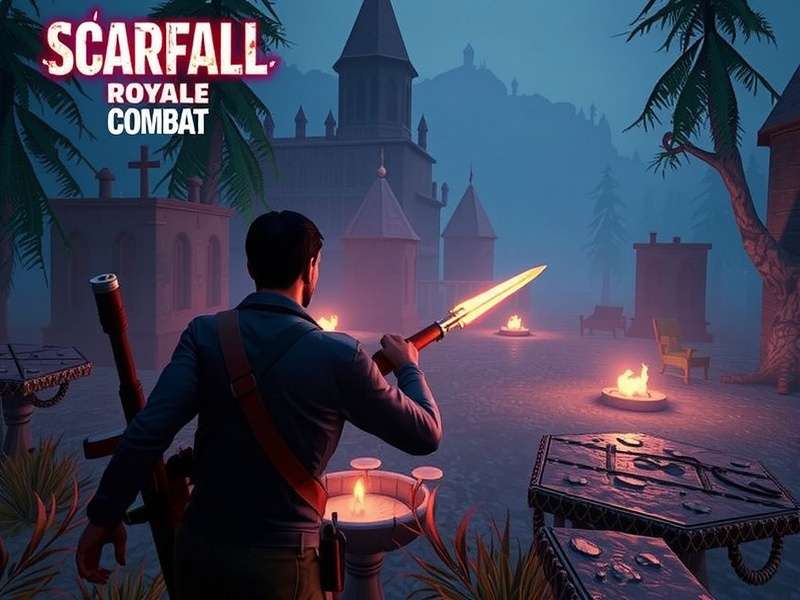 ScarFall The Royale Combat Gameplay Screenshot showing intense battle in desert map