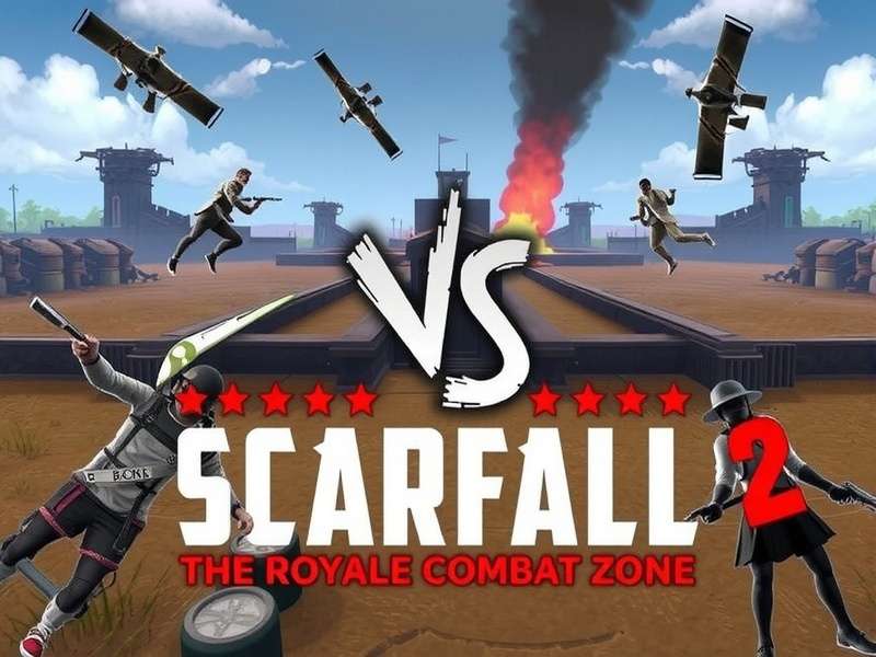 Scarfall 2.0 vs Scarfall The Royale Combat Zone comparison banner showing two battle royale game versions side by side