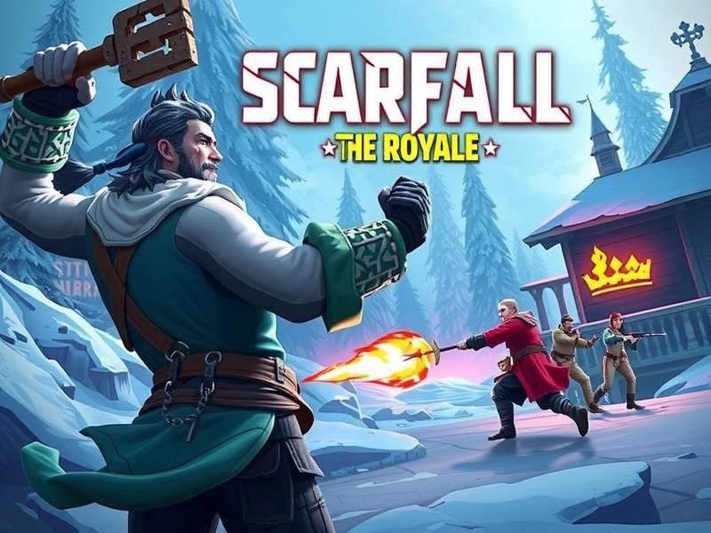 Scarfall The Royale Combat DLC APK gameplay showing mod menu and offline mode features